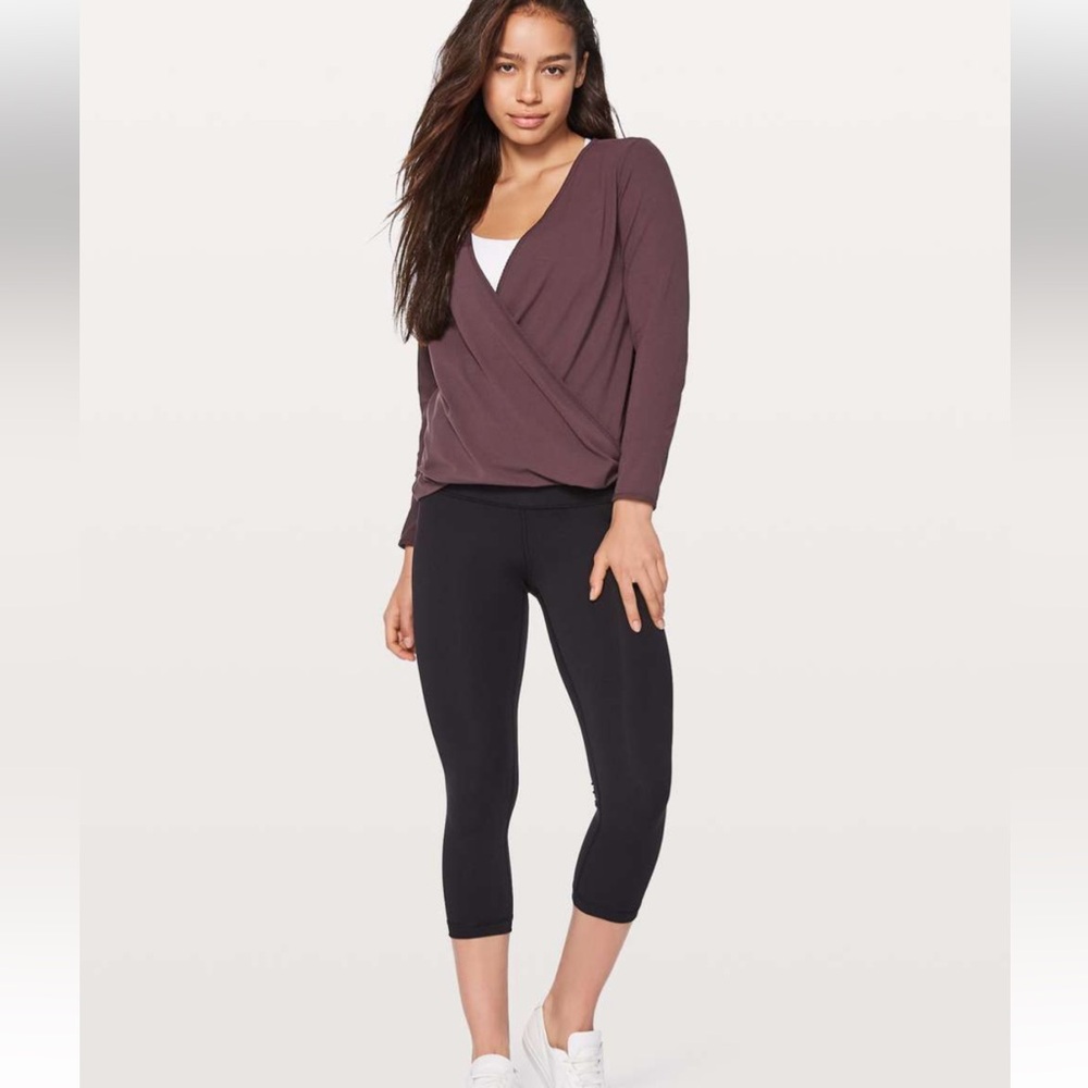 Lululemon Full Freedom Wrap Top in Black Cherry w/Nulu Fabric